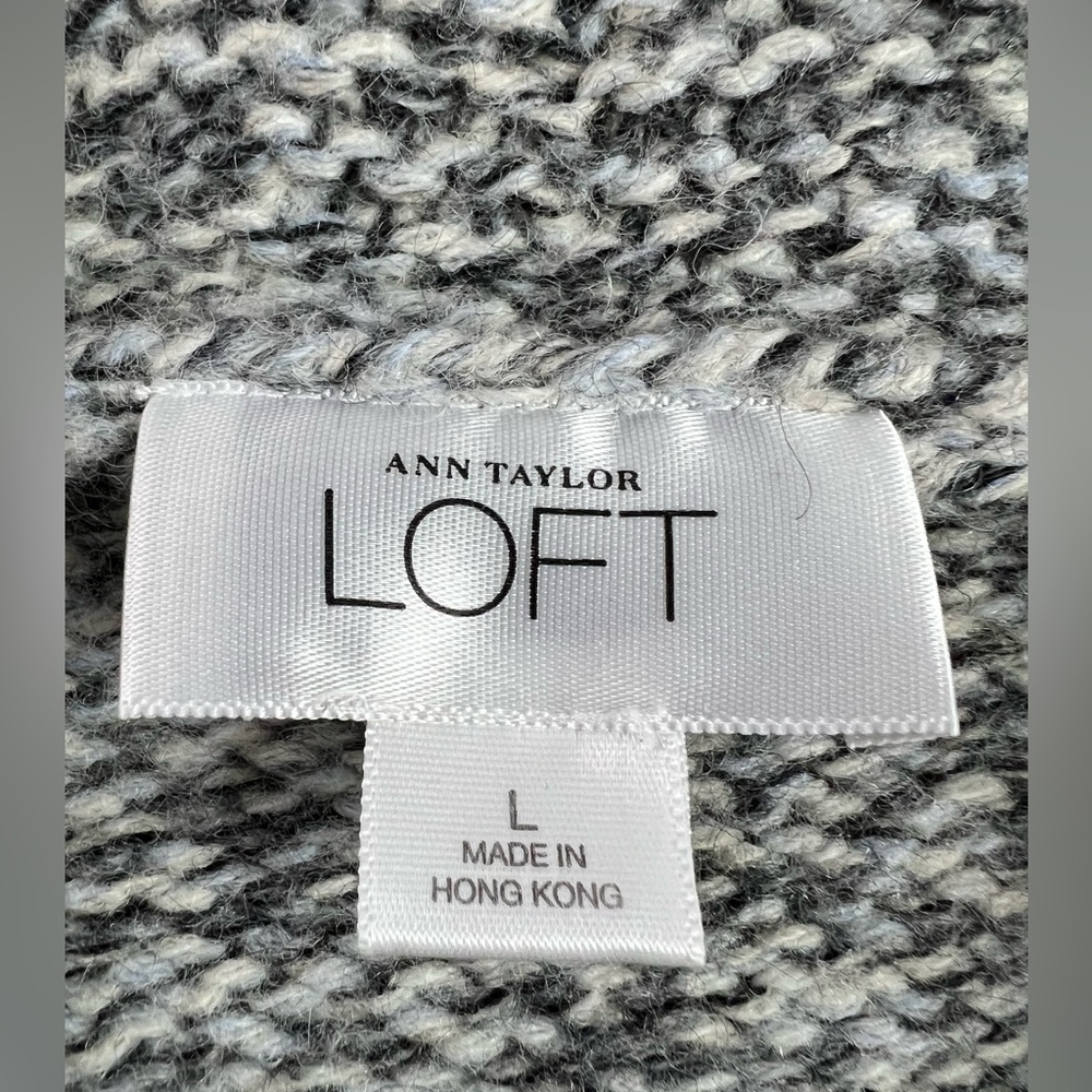 Loft Wool Blend Gray Marble Shawl Collar Cardigan Fall Winter Office - Picture 3 of 12